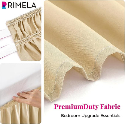 RIMELA Beige Bed Skirt Queen Size 18 Inch Drop, Wrap Around Elastic Bedskirt, Dust Ruffle for Adjustable Bed Base Machine Washable Easy to Install Bed Skirts