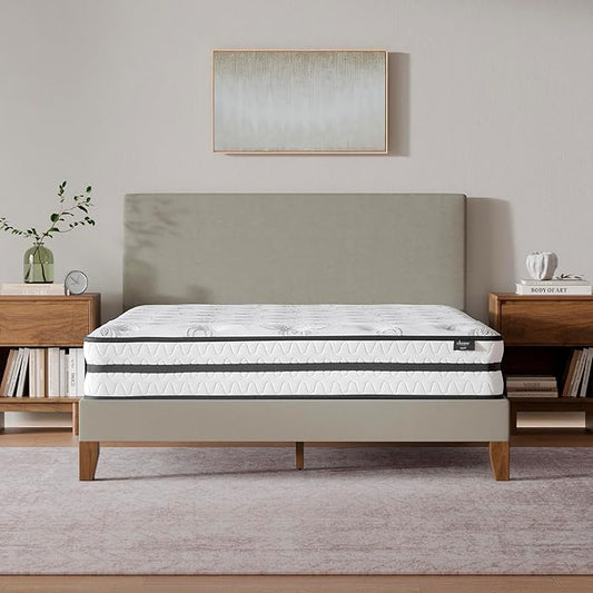 Signature Design by Ashley King Size Chime 10 Inch Medium Firm Hybrid Mattress with Cooling Gel Memory Foam for Pressure Relief, Fiberglass Free, Mattress In A Box