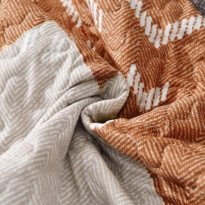 Dintszyayue Boho Queen Quilt Set 3 Pieces Aztec Texture Bedspread Coverlet Set Bohemian Quilt Bedding Set Microfiber Lightweight Bed Cover for All Seasons (Terracotta, 90"×96")