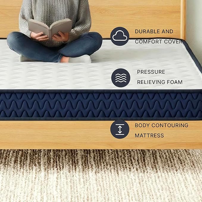 Signature Design by Ashley Full Size Firm 6 Inch Memory Foam Mattress, Super Soft Foam with Breathable Quilted Cover, Fiberglass Free, Mattress A Box, Adjustable Base Compatible, Limited Warranty