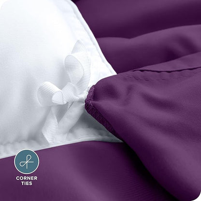 Bare Home Bedding Duvet Cover Queen Size - Premium 1800 Super Soft Collection - Lightweight, Cooling Duvet Cover - Soft Breathable Bedding (Queen, Plum)