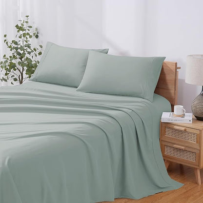 Modern Threads Soft Microfiber Solid Sheets - Luxurious Microfiber Bed Sheets - Includes Flat Sheet, Fitted Sheet with Deep Pockets, & Pillowcases Smoke King