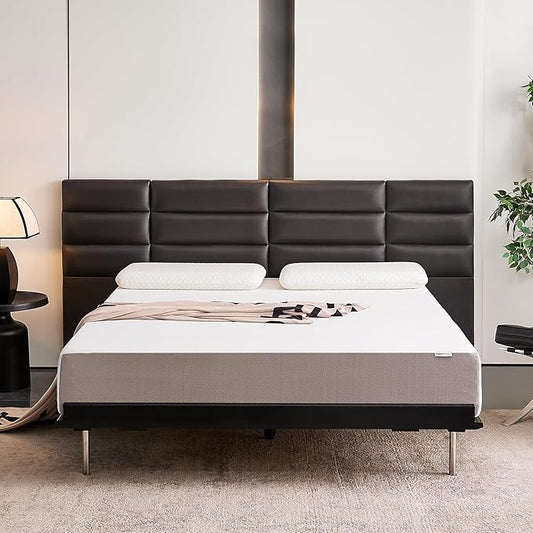 Amazon Basics Breathable Memory Foam Mattress, Soft Plush Feel, 10 Inch, King, P22MD-10K, White/Grey