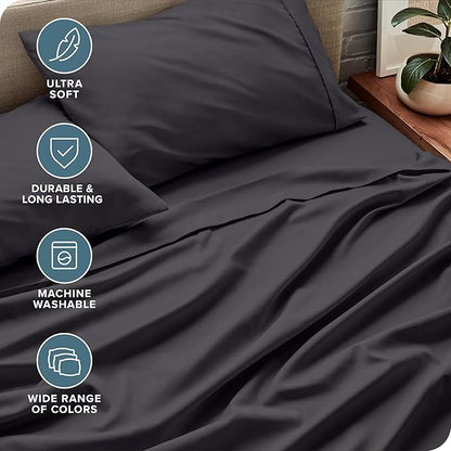 Bare Home California King Sheet Set - 1800 Ultra-Soft Microfiber Cal King Bed Sheets - Double Brushed - Deep Pockets - Easy Fit - 4 Piece Set - Bed Sheets (California King, Forged Iron Grey)