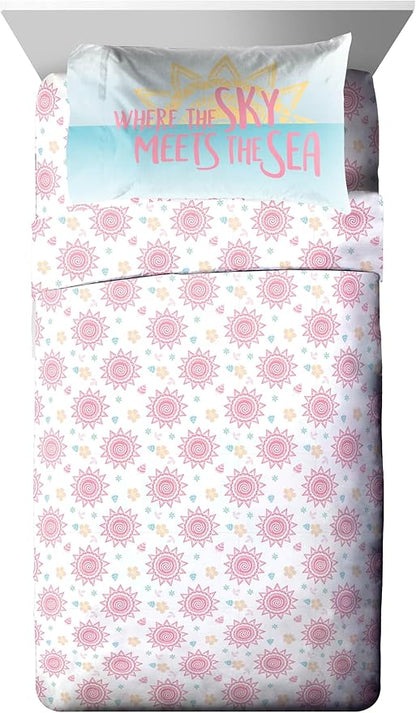 Jay Franco Disney Moana Full Comforter Set â€“ Tropical Patchwork 7 Piece Bedding Features Pua and HEI HEI -Includes Sheet Set & Pillow Covers - Super Soft Kids Microfiber Bed Set