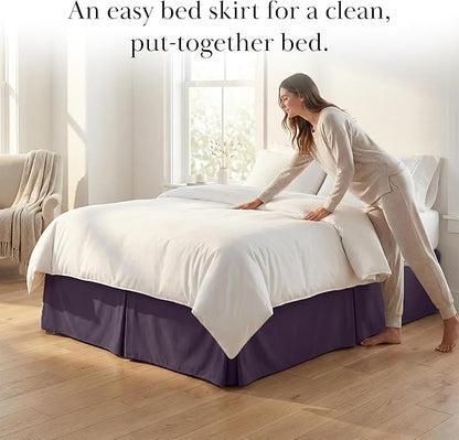 Southshore Fine Living, Inc. California King Bed Skirt - 14" Drop, Luxury Pleated Bed Skirts, California King Bedding Dust Ruffle, California King Size Bed Skirting, Purple