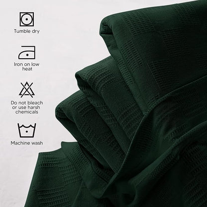 Utopia Bedding Forest Green 100% Cotton Blanket [Queen Size - 90x90 Inch] Lightweight, Soft and Breathable Thermal Blanket for All Seasons