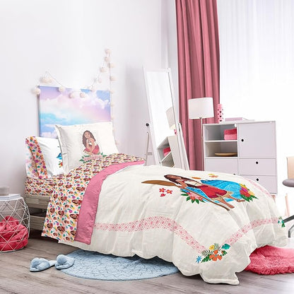 Jay Franco Disney Moana Full Size Comforter Set - 7 Piece Bedding Includes Sheet Set & Pillow Covers - Super Soft Floral Kids Bedding