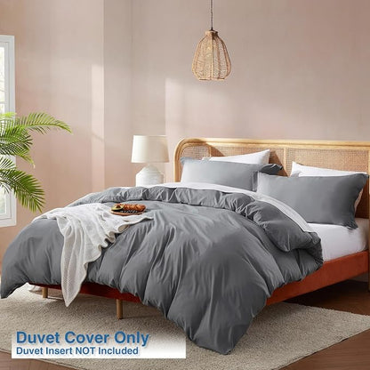 Nestl Twin Duvet Cover Set - Soft Double Brushed Grey Duvet Cover Twin XL, 2 Piece, with Button Closure, 1 Duvet Cover 68x90 inches and 1 Pillow Sham