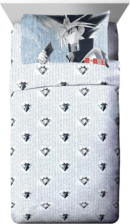 Jay Franco Yu-Gi-Oh! Twin Size Comforter Set - 5 Piece Bedding Includes Sheet Set & Pillow Covers - Super Soft Cozy Bedding