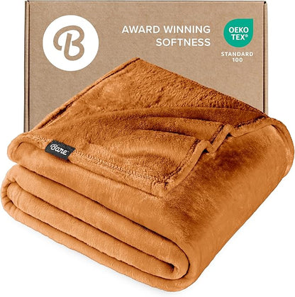 Bare Home Fleece Blanket - Twin/Twin Extra Long - Ultra-Soft Lightweight for Bed, Sofa, and Couch - Luxury Microplush - Cozy Warm Blanket (Twin/Twin XL, Sienna)