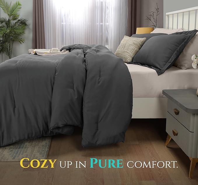 Queen Comforter Set 3 Piece Grey by Utopia Bedding, Comforters Queen Size, Bedding Comforters Sets, Down Alternative Soft Bed Set, 1 Comforter (88 x 88 inches) 2 Pillow Shams (20 x 26 inches)