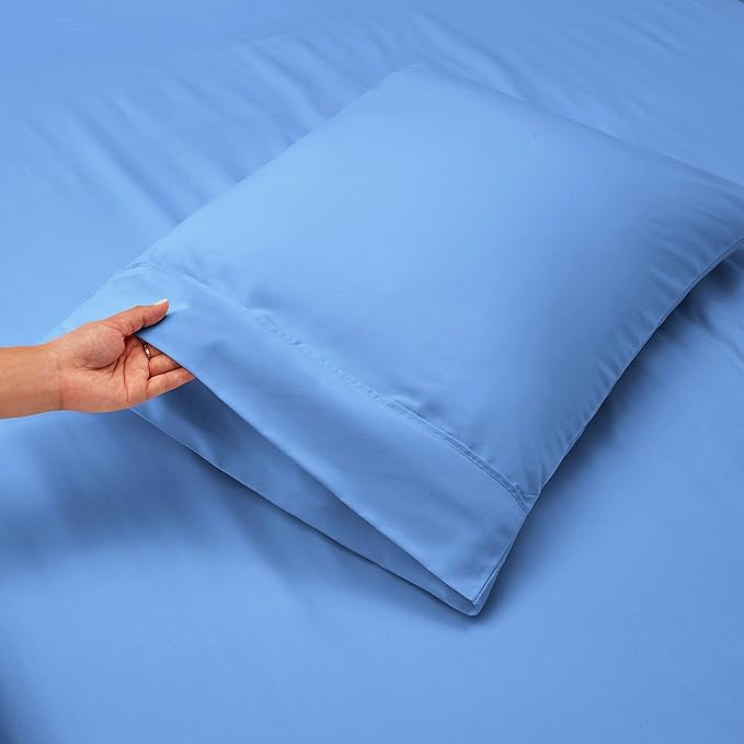 Nestl King Size Sheet Set, 4 Piece Extra Deep Pocket (18-24 inches), Microfiber, Hotel Luxury, Soft, Breathable, Wrinkle-Free, Easy to Care, Calm Blue