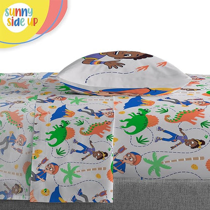 Sunny Side Up Kids Comforter Set Includes Sheets and Pillow Covers - Soft and Cozy Bed Set for Stylish Room Decor, Blue - Blippi, 5 Piece Twin Bedding
