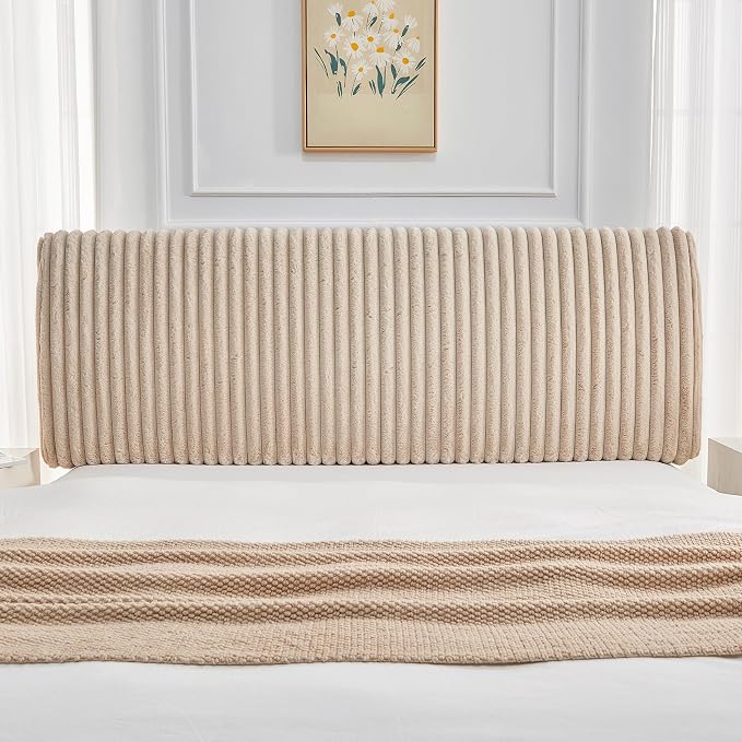 4.7" Upholstered Modern Headboard for King Size Bed, Height Adjustable and Ergonomic Headboard, Easy Assemble, Sturdy and Durable, Faux Rabbit Fur, Light Camel