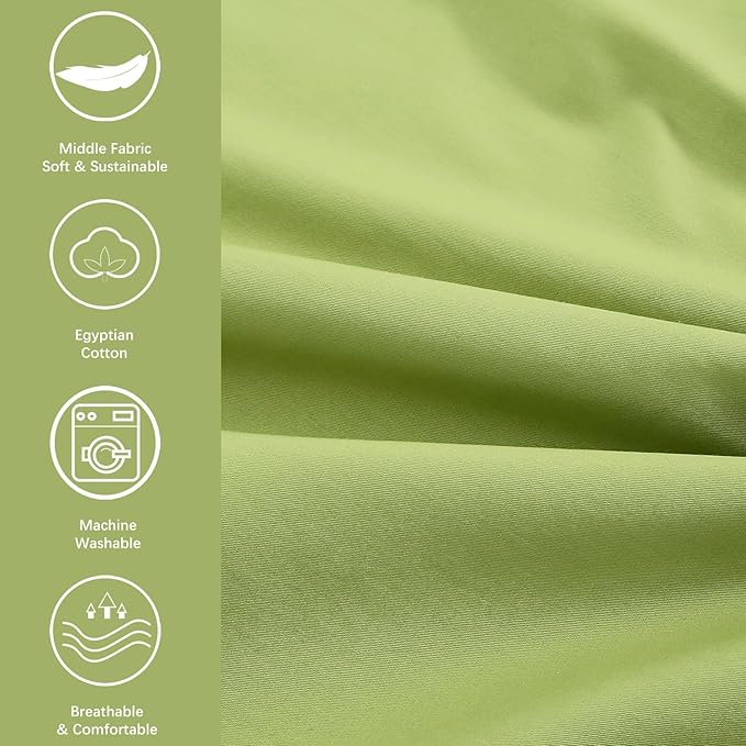 WINLIFE 100% Cotton Pillowcases Standard Size Set of 2 Pillowcases 20×26 inches, Soft and Breathable Pillow Case, Apple Green