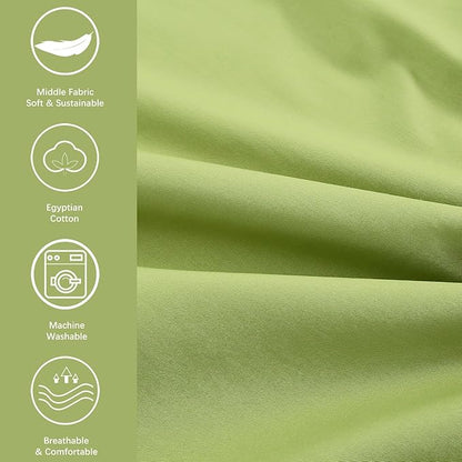WINLIFE 100% Cotton Pillowcases Standard Size Set of 2 Pillowcases 20×26 inches, Soft and Breathable Pillow Case, Apple Green