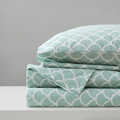 Comfort Spaces 100% Cotton Sheet Set Breathable, Lightweight, Soft with 12" Elastic Pocket Fits up to 14" Mattress, All Season Cozy Bedding, Matching Pillow Case, Twin XL Scales 3 Piece