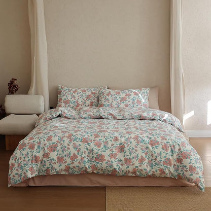 Floral XL Twin Comforter Set Down Alternative Girls Bedding Set Lightweight Breathable Cotton Fluffy Bedding Comforter Sets Boho Patterned Aesthetic Farmhouse Bed Comforter with 2 Pillowcases