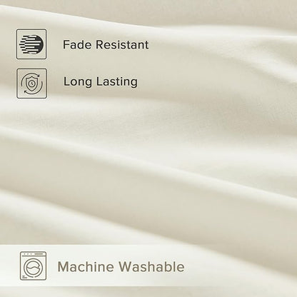 Comfort Spaces 100% Cotton Sheets Cal King, Breathable & Soft Cotton Sheets, Naturally Cool Cotton Bed Sheets with 14" Elastic Pocket Fits up to 16" Mattress, All Season Sheet Set, Ivory 4 Piece