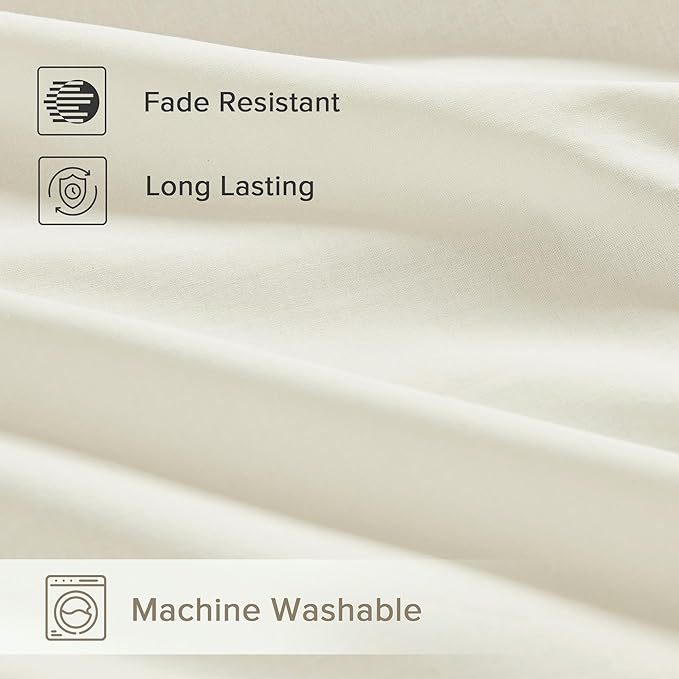 Comfort Spaces 100% Cotton Sheets King, Breathable & Ultra Soft Cotton Sheets, Naturally Cool Cotton Bed Sheets with 14" Elastic Pocket Fits up to 16" Mattress, All Season Sheet Set, Ivory 4 Piece