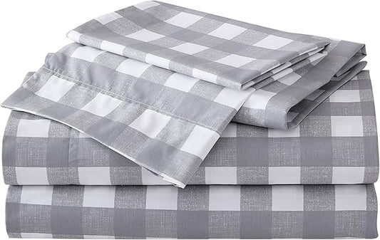 Eddie Bauer - King Sheets, Cotton Percale Bedding Set, Crisp & Cool Home Decor (Lakehouse Plaid, King)