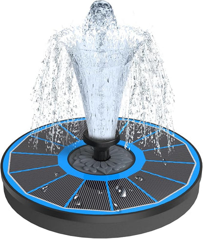 Yzert Solar Fountain for Bird Bath Direct Sunlight High Efficiency 3.5W Glass Panel Solar Water Fountain Outdoor Garden Flower (Blue)
