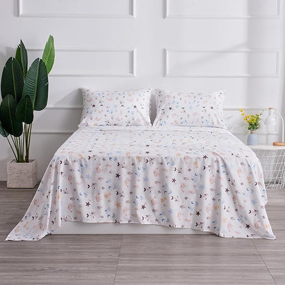 Underwater World Sea Animal Full Sheet Set for Kids - Fish, Whale, Cute and Cozy Bedding - Girls Boys Children - Deep Pocket, Wrinkle Free Soft Bed Sheets - 4PC