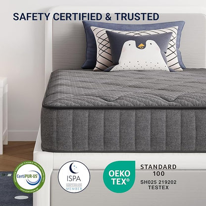 Avenco Twin Mattress, 8 Inch Twin Size Mattress in a Box, Medium Firm Hybrid Mattresses with Smarts™ Coil and Gel Memory Foam for Cool Night Sleep & Pressure Relief, CertiPUR-US Certified