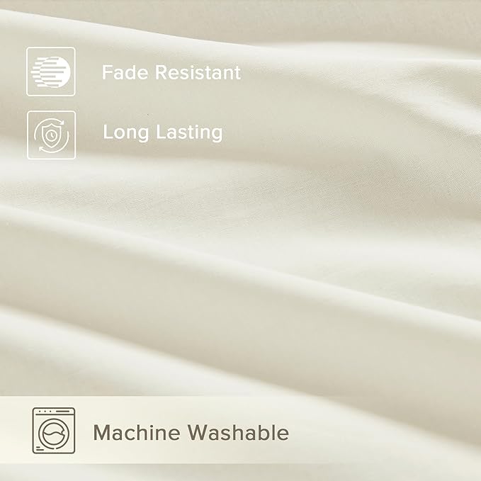 Comfort Spaces 100% Cotton Sheets Twin, Breathable, Soft Cotton Sheets, Naturally Cool Cotton Bed Sheets with 12" Elastic Pocket Fits up to 14" Mattress, All Season Sheet Set, Twin Ivory 3 Piece