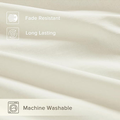 Comfort Spaces 100% Cotton Sheets Twin XL, Breathable, Soft Cotton Sheets, Naturally Cool Cotton Bed Sheets with 12" Elastic Pocket Fits up to 14" Mattress, All Season Sheet Set, Twin XL Ivory 3 Piece