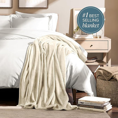 Bare Home Fleece Blanket - King Size - Ultra-Soft Lightweight for Bed, Sofa, and Couch - Luxury Microplush - Cozy Warm Blanket (King, Oyster)