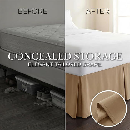 Southshore Fine Living, Inc. Twin Size Bed Skirt, 14-Inch Drop Pleated Bed Skirt for Twin Mattress, Dust Ruffle for Twin Size Bed, Taupe