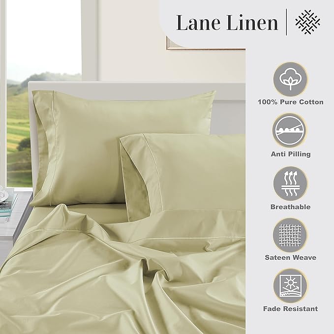Pillow Case Covers King, Set of 2, 100% Egyptian Cotton Sateen, Soft Cool & Smooth 1000 Thread Count Pillow Cases - Seafoam