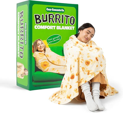 Cozy Concepts Co. Burrito by Relatable, Viral Trend Inspired, Looks Like a Giant Tortilla to Wrap Yourself Up Like a Burrito, Great Easter Gift for Room Decor or Easter Basket Stuffers, Large Size 65”