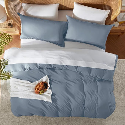 Nestl Stone Blue California King Duvet Cover Sets - Soft Double Brushed Cal King Duvet Cover, 3 Piece, with Button Closure, 1 Duvet Cover 104x98 inches and 2 Pillow Shams
