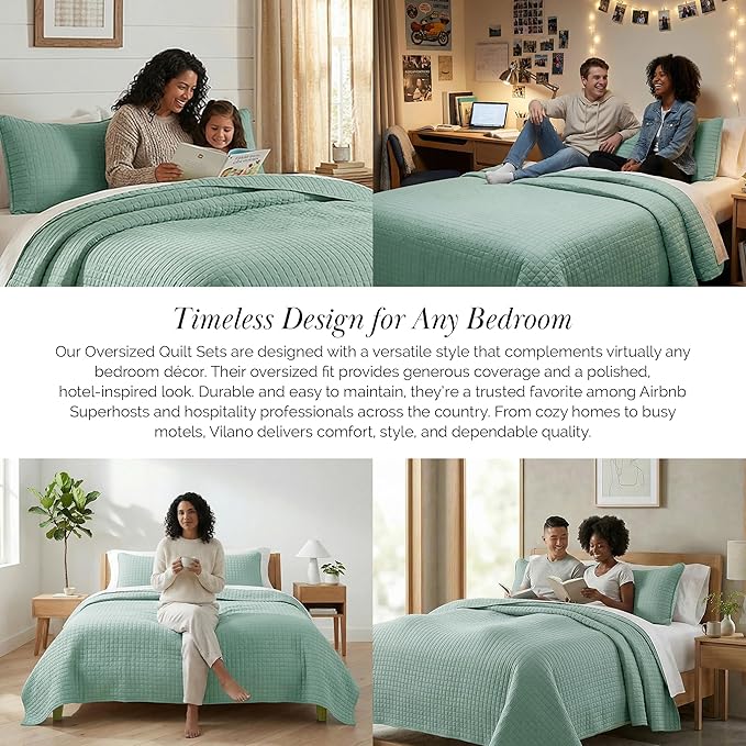 Southshore Fine Living, Inc. Quilts, Queen Size/Full Quilt Bedding Set, Stain & Pet Hair Resistant Bedding, Coverlet Full/Queen Size Bedspread, Soft Microfiber with 2 Pillow Shams, Steel Blue (Teal)