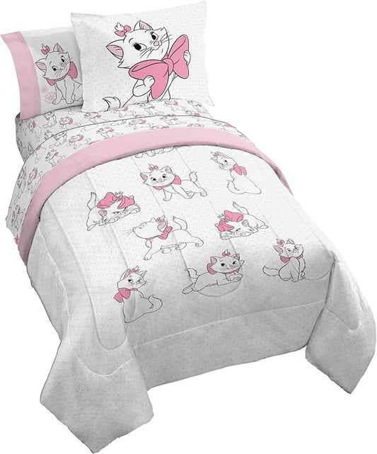 Jay Franco Kids Comforter Set Includes Sheets and Pillow Covers - Soft and Cozy Bed Set for Stylish Room Decor, White - Aristocats, 7 Piece Full Size Bedding