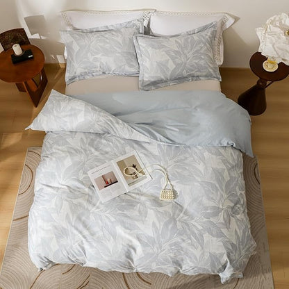OAITE Duvet Cover Set Queen Size Floral Pattern Ultra Soft 100% Cotton Duvet Cover Sets 3-PC, Breathable Duvet Cover with Zipper Closure & Corner Ties(2 Pillow Shams,1 Duvet Cover)