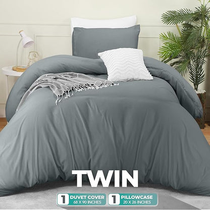 Utopia Bedding Duvet Cover Set with Pillowcases- 2 Pieces Bedding Duvet Cover with Zipper Closure - 1 Duvet Cover with 1 Pillow Sham - Soft Brushed Microfiber (Twin/Twin XL, Grey)