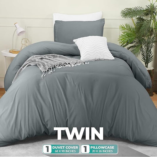 Utopia Bedding Duvet Cover Set with Pillowcases- 2 Pieces Bedding Duvet Cover with Zipper Closure - 1 Duvet Cover with 1 Pillow Sham - Soft Brushed Microfiber (Twin/Twin XL, Grey)