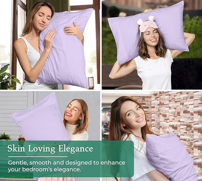 Royale Linens King Pillowcase Set of 2 - Bed Pillow Cover - 20" x 40" - Pillowcases - 1800 Brushed Microfiber, Wrinkle & Fade Resistant - Soft & Cozy- King Size Pillow Case (Lavender)