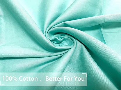 iMaylex Soft 100% Egyptian Cotton Zipper Closure Pillowcases, Cozy and Lightweight Pillow Case, Set of 2, Cyan, Standard, 20" x 26"