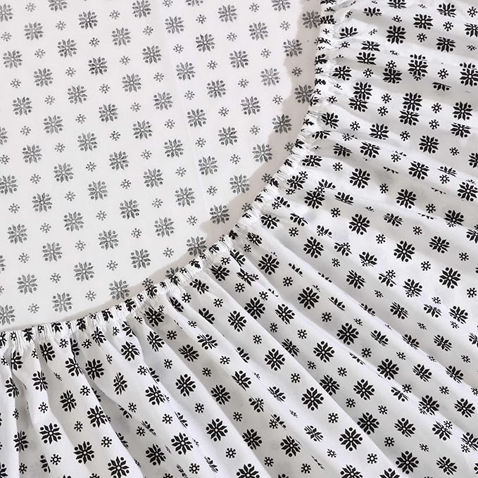 Eddie Bauer - Twin Sheet Set, Premium Cotton Percale Bedding Set, Super Soft Home Decor, Oeko-Tex Certified (Fairisle Sprinkle Black, Twin)