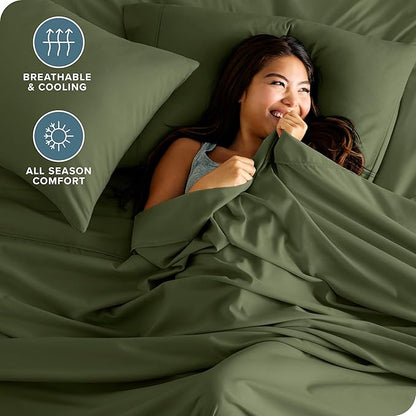 Bare Home Full Sheet Set - 1800 Ultra-Soft Microfiber Full Bed Sheets - Double Brushed - Deep Pockets - Easy Fit - 4 Piece Set - Bedding Sheets & Pillowcases (Full, Cypress)