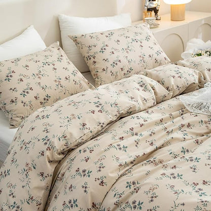 Floral Full Comforter Set 3 Pieces Soft Chic Garden Style Floral Print Lightweight Vintage Botanical Flowers Comforter Set for All Seasons 1 Comforter and 2 Pillowcases