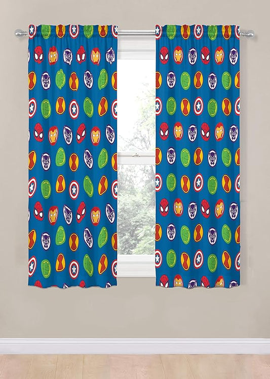 Jay Franco Marvel Super Hero Adventures Double Team 63" Inch Drapes - Beautiful Room Décor & Easy Set Up, Bedding Features The Avengers - Curtains Include 2 Tiebacks, 4 Piece Set