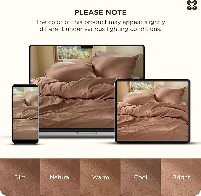 Bedsure Cotton Duvet Cover Full - Luxury Slub Weave 100% Cotton Duvet Cover Set, PureWoven Bedding Set with a Linen Like Textured, Easy Change, Mocha Mousse, 80" x 90"