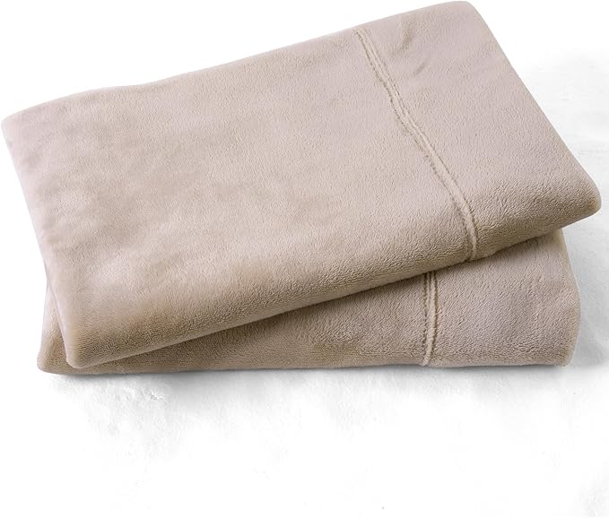 Velvet King Pillowcases King Size of 2 Pack, Ultra Soft Breathable Pillow Cases with Flap Closure for Bed, Luxury Fuzzy Warm Flannel Velvet Pillow Covers, No Insert (King 20x40 Inches, Taupe)