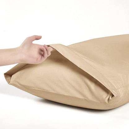 MILVOWOC 2Pcs Brushed Microfiber Queen Pillowcases - 20 x 30 Inch, Camel Pillow Case Set Non Slip Envelope Pillow Cover with Moisture Absorption and Anti-Wrinkle